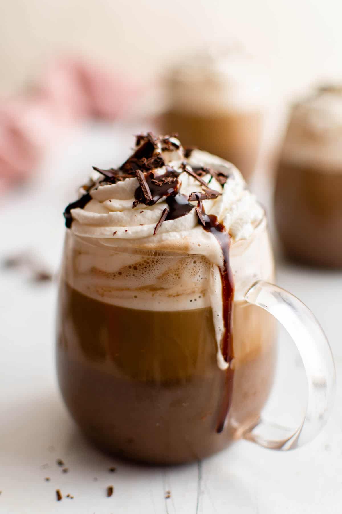 Mocha coffee latte with whipped cream