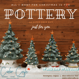 Color Café Christmas pottery making event poster