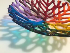 GLASS FUSED CORAL BOWL